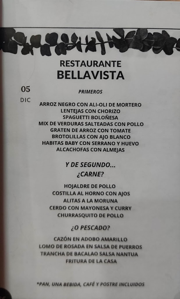 Restaurante Bella-Vista — Carta