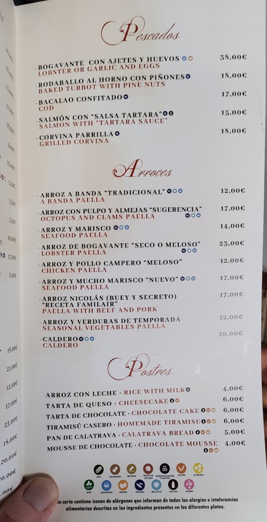 Bodegon la Pena — Carta