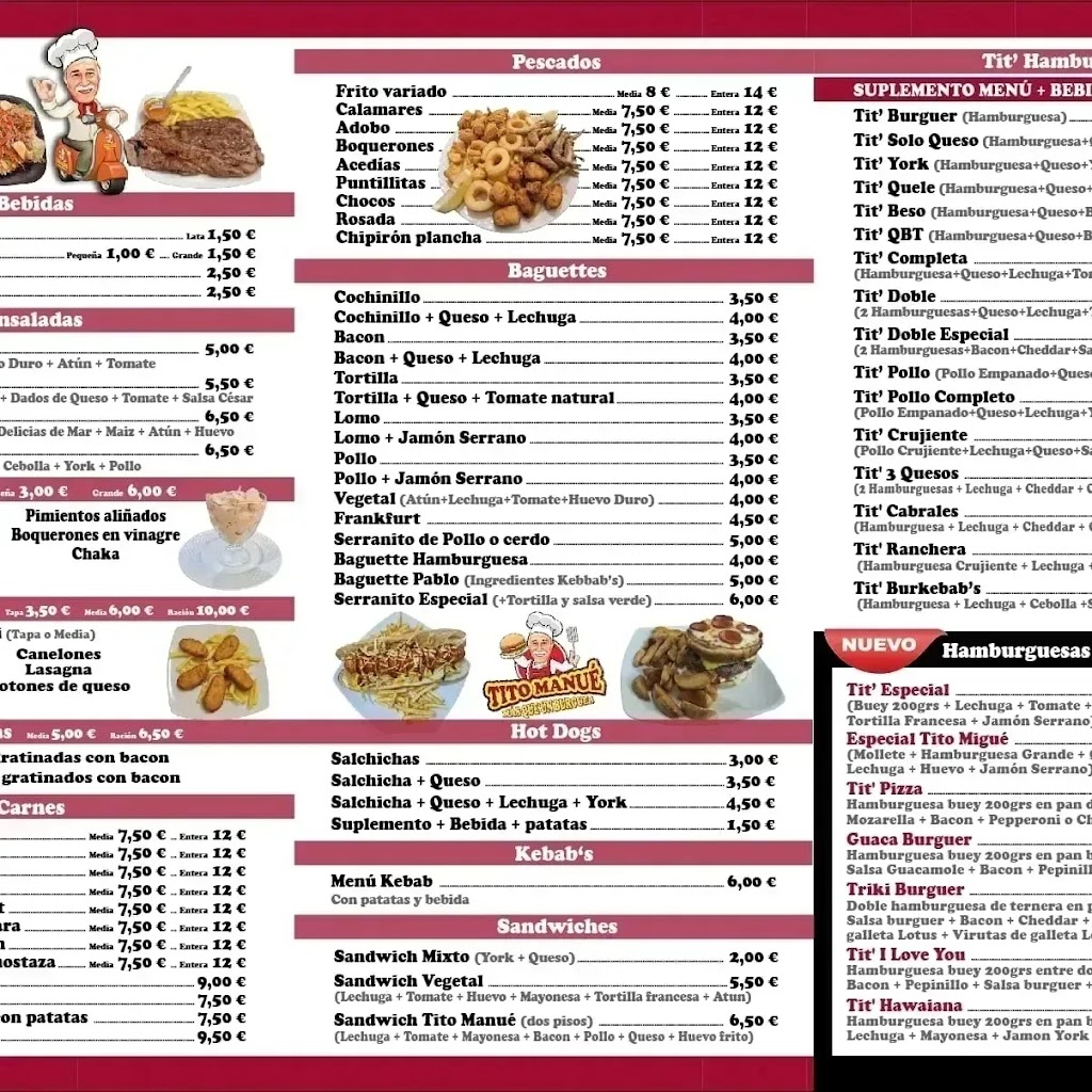 Burguer Tito Manue — Carta