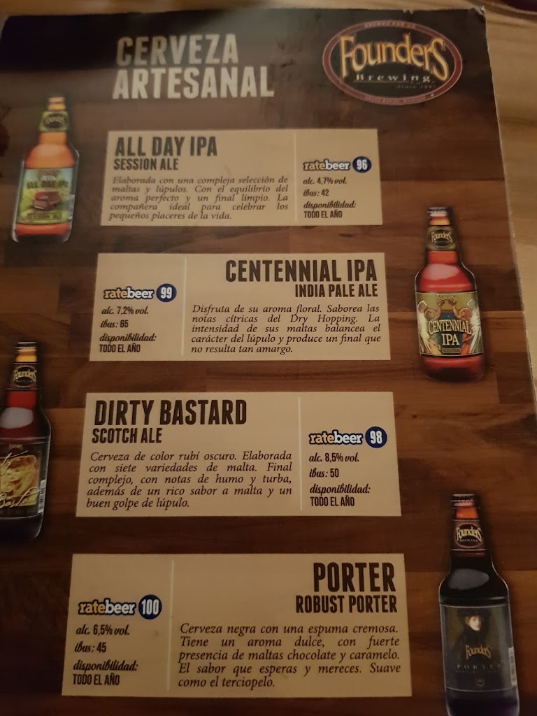 Pub restaurante El Viejo Anden — Carta