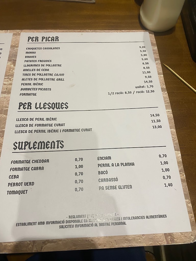 Rusis Bar — Carta