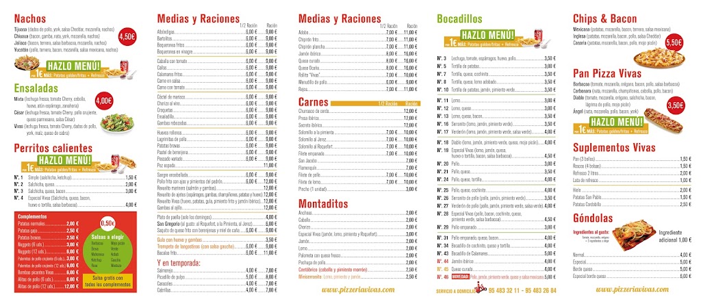 Pizzeria Vivas — Carta