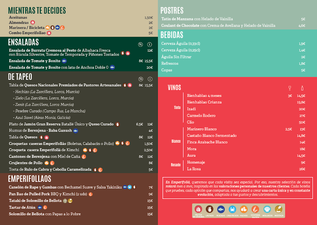 Emperifolla - Vino & Tapas — Carta
