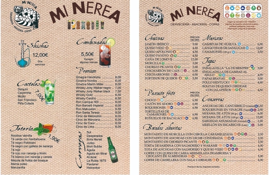 Cerveceria Mi Nerea — Carta