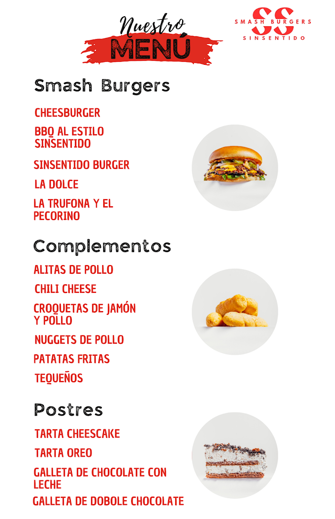Sin Sentido Smash Burger Castelldefels — Carta