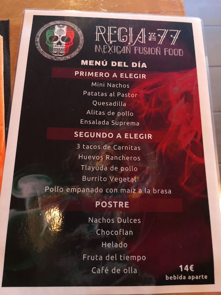 REGIA 77 Restaurante Mexicano — Carta