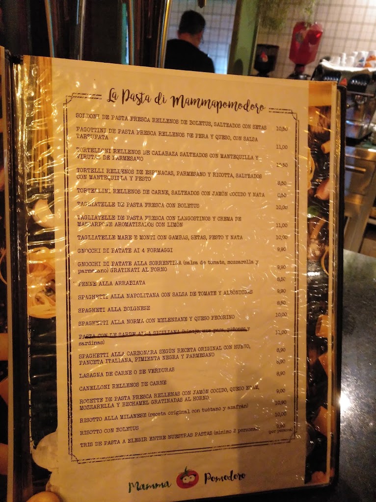 Restaurante Mamma Pomodoro — Carta
