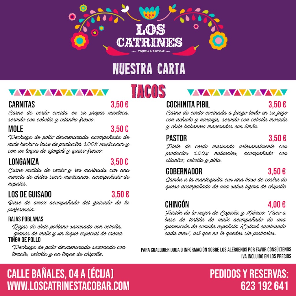 Los Catrines Tequila&TacoBar — Carta