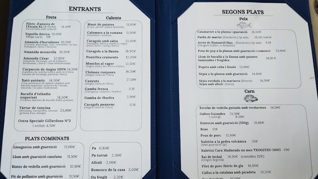 Restaurant La Salseta — Carta