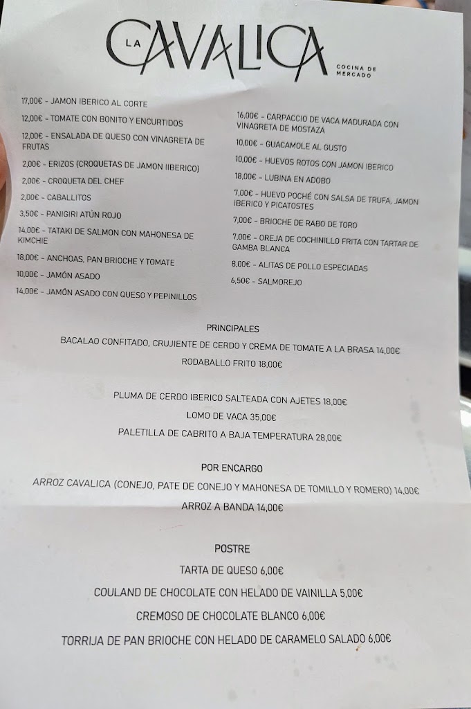La Cavalica — Carta