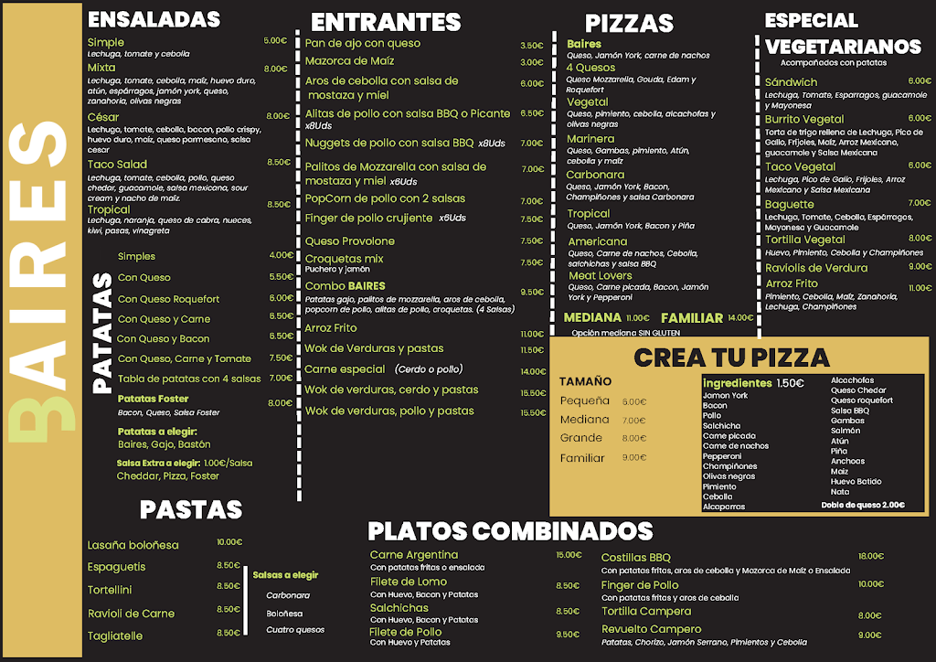 Pizzeria Baires Food&Drinks — Carta