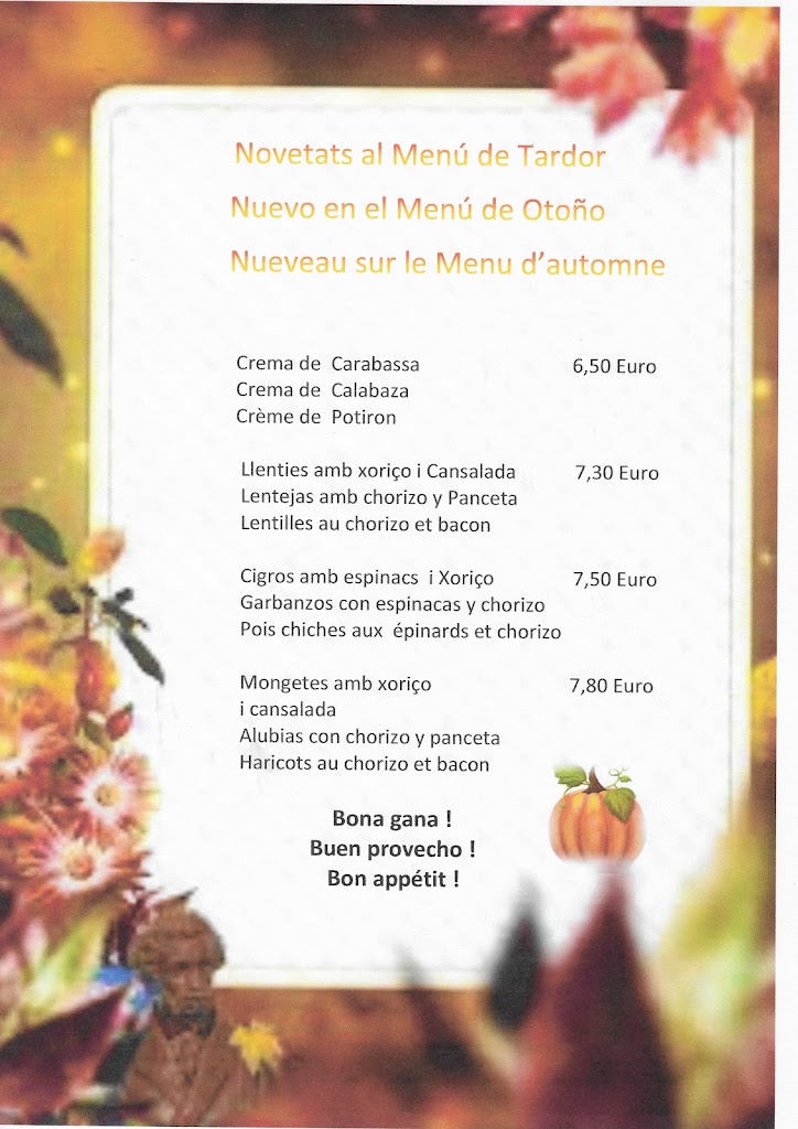 Restaurante La Columna Roses — Carta