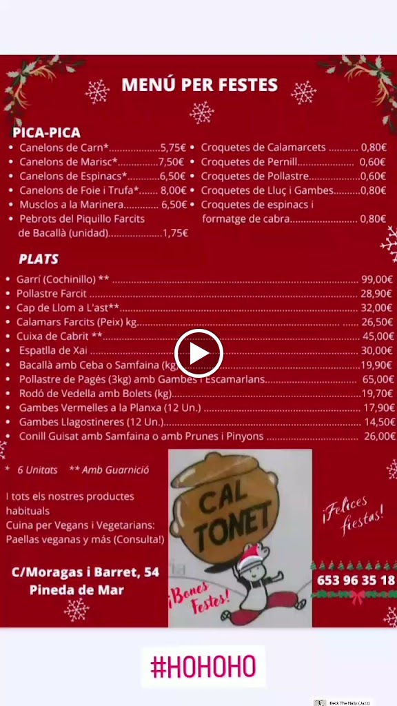 Rostisseria CAL TONET Pineda de Mar — Carta