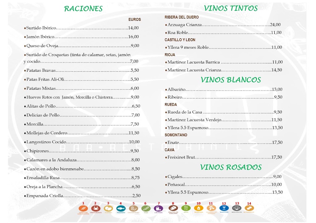 BAR RESTAURANTE EL SANTI — Carta