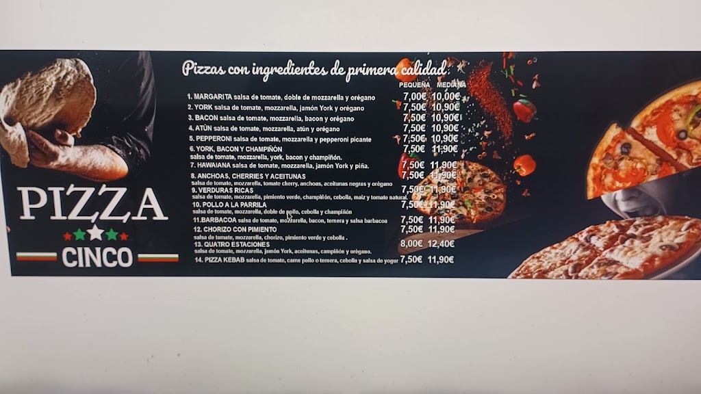 kebab cinco estrellas — Carta
