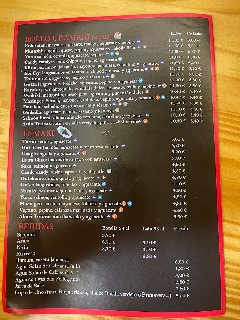 Restaurante Japones - FAI SUSHI — Carta