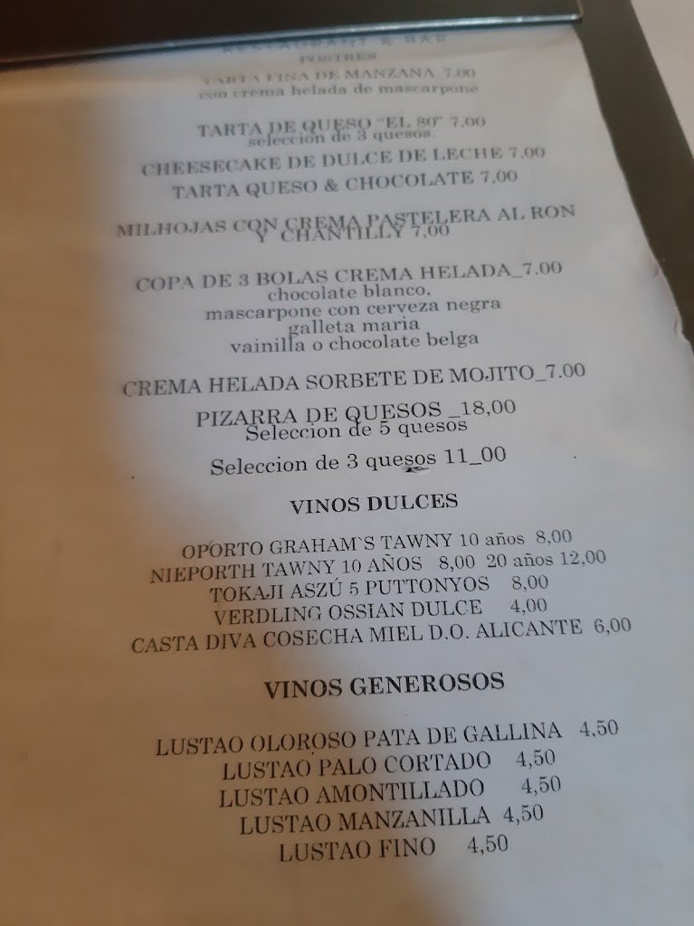 El Ochenta Torrelodones — Carta