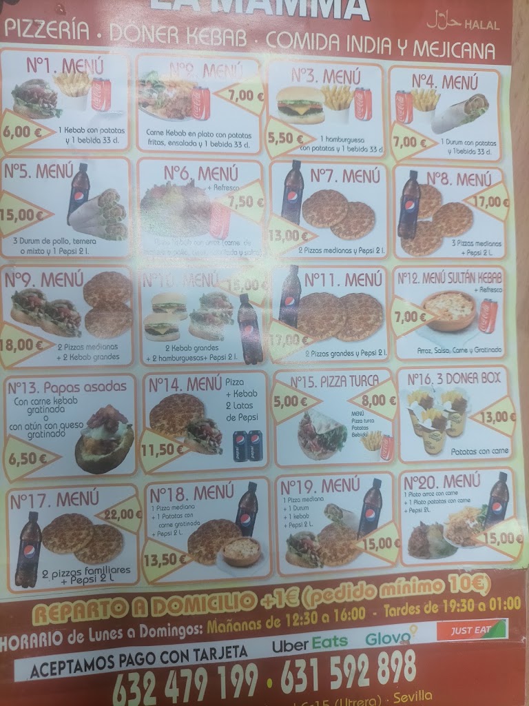 La mamma pizzas & kebab utrera — Carta