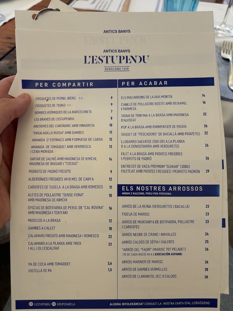 L'Estupendu — Carta