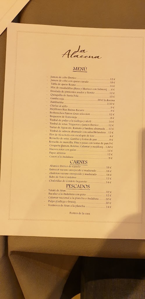 LA ALACENA by Braulio Cantero — Carta