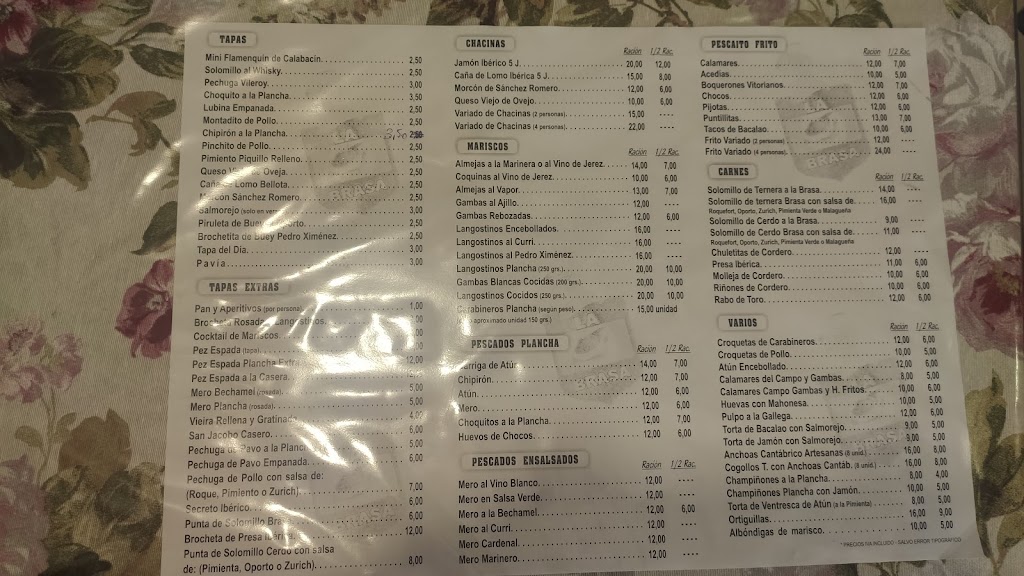 LA BRASA 2000 S L — Carta