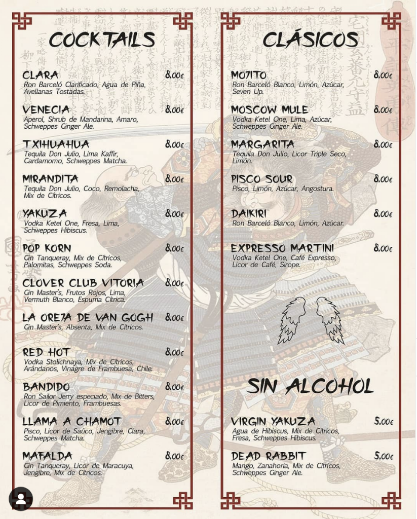 Clover Club Vitoria — Carta