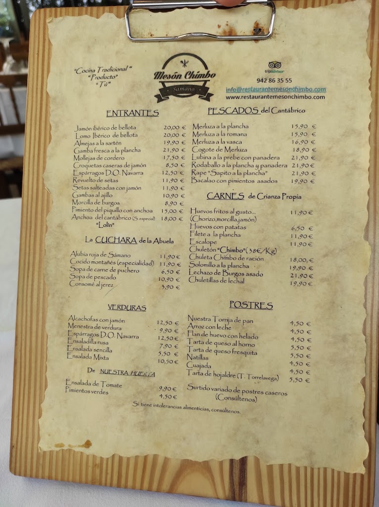 Meson Chimbo — Carta