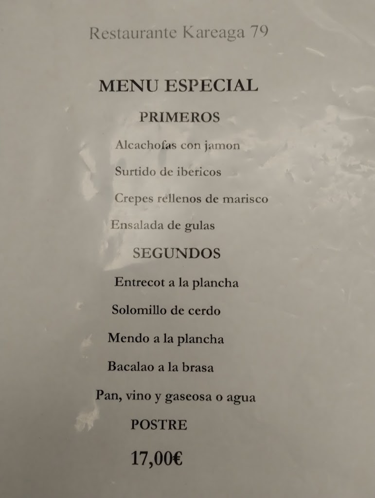 Restaurante Kareaga — Carta