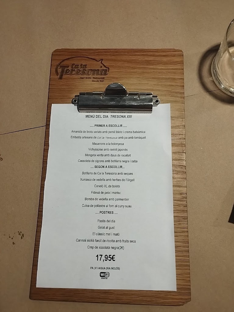 Restaurant Tresona XXI — Carta