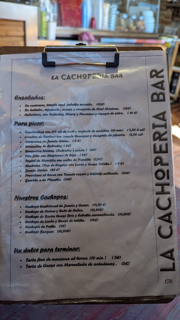 Bar La Cachoperia — Carta