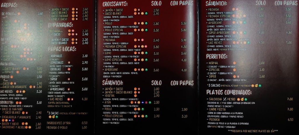 Bar Las Nieves — Carta