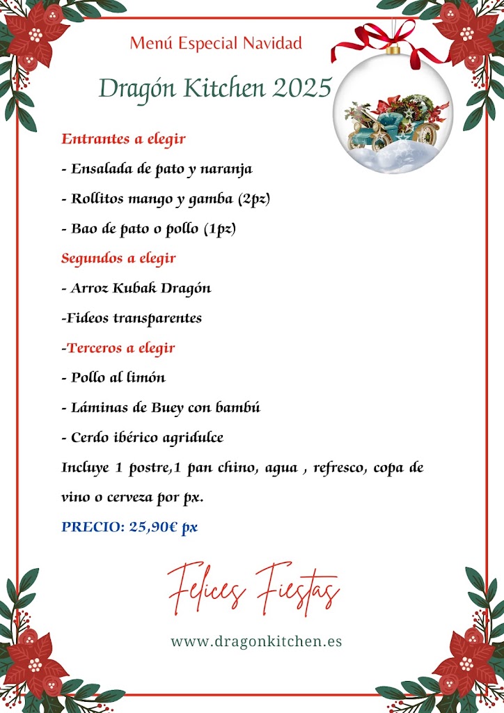 Dragon Kitchen Toledo — Carta