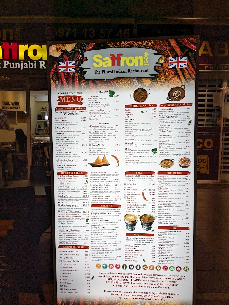 Saffron Desi — Carta