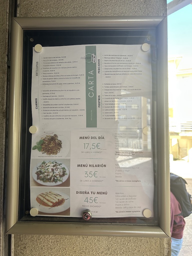 Restaurante Hilarion — Carta