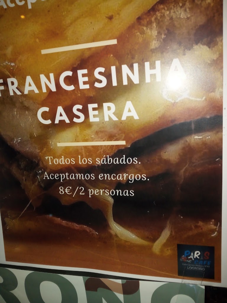 Cafe Bar Paris — Carta