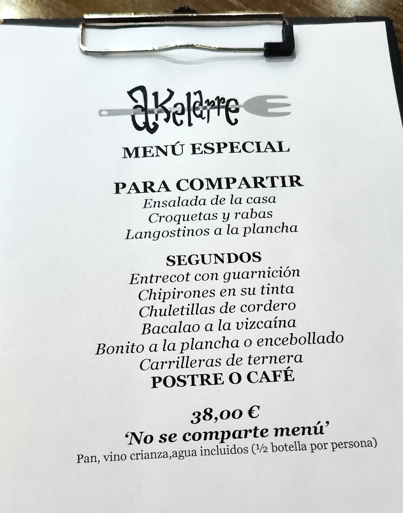 AKELARRE TABERNA — Carta