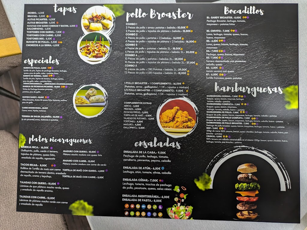BAR RESTAURANTE SANDY — Carta