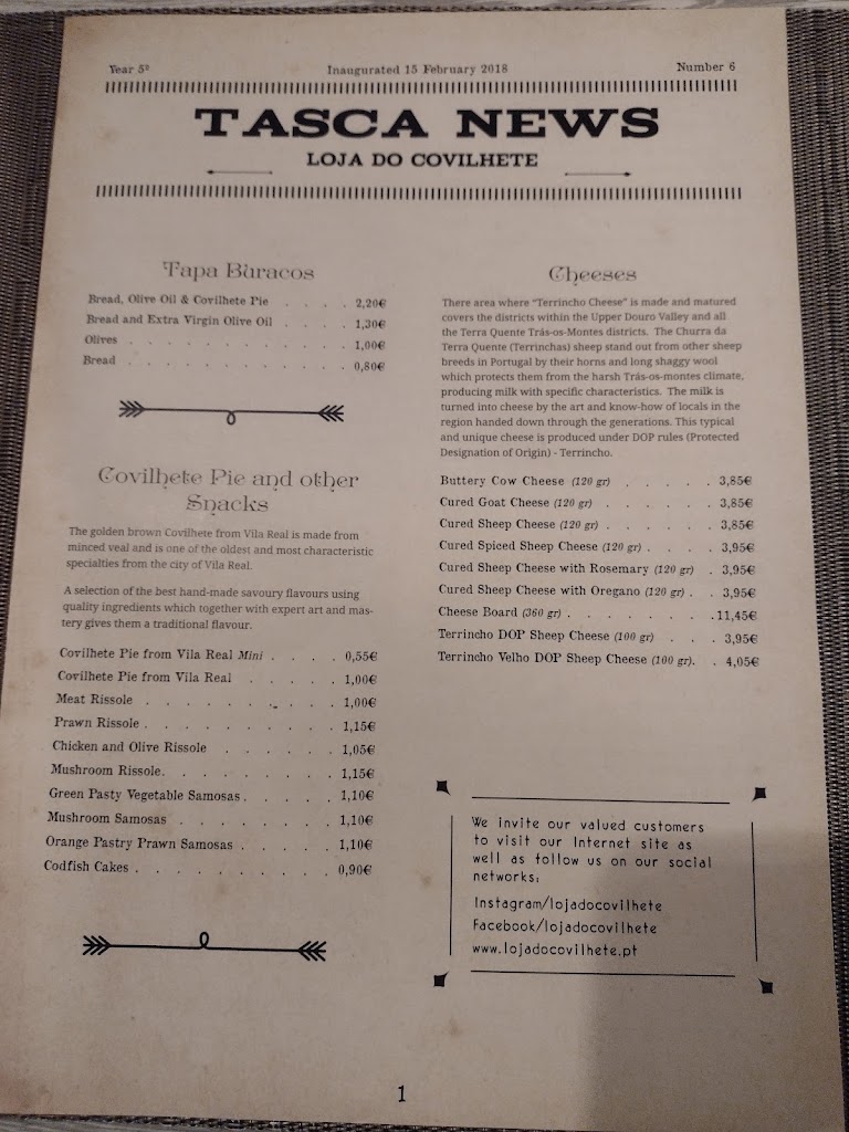 Loja do Covilhete — Carta