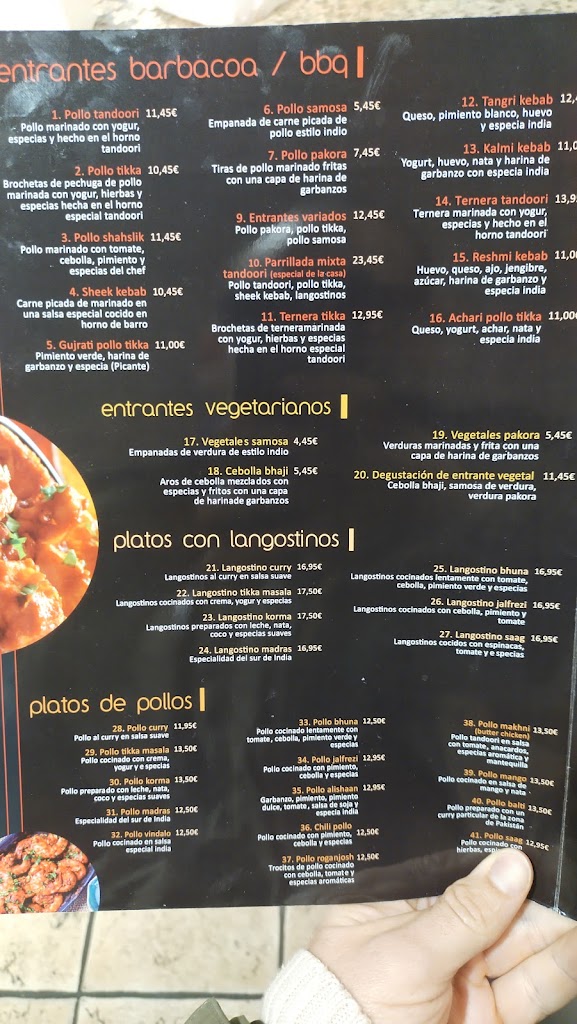 TANDOORI MASALA COCINA INDIA — Carta