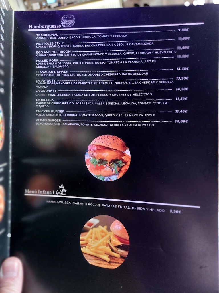 Flanagans Burguer — Carta