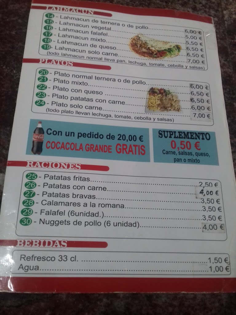 Hot Kebab Vilalba — Carta