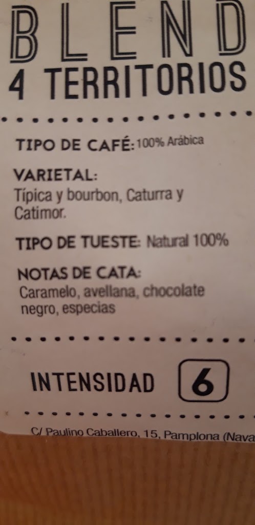 Degustacion Cafes Moreno — Carta