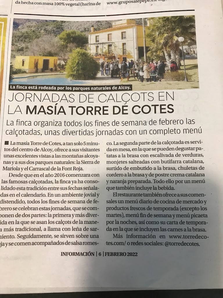 Torre de Cotes Restaurante y Eventos — Carta
