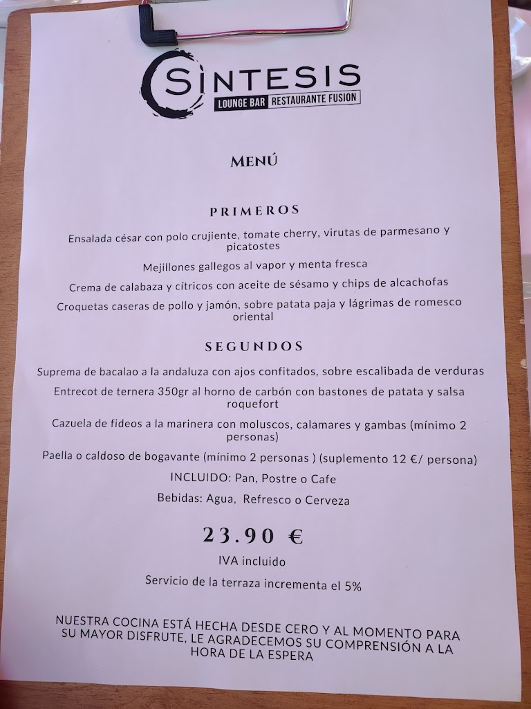 Restaurante Sintesis Sitges — Carta