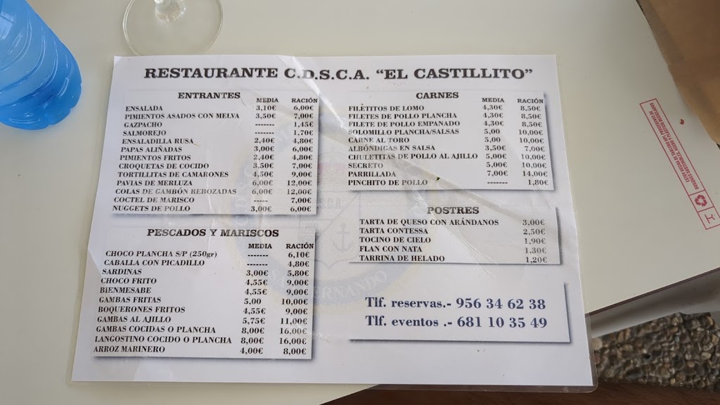 Restaurante "El Castillito" — Carta