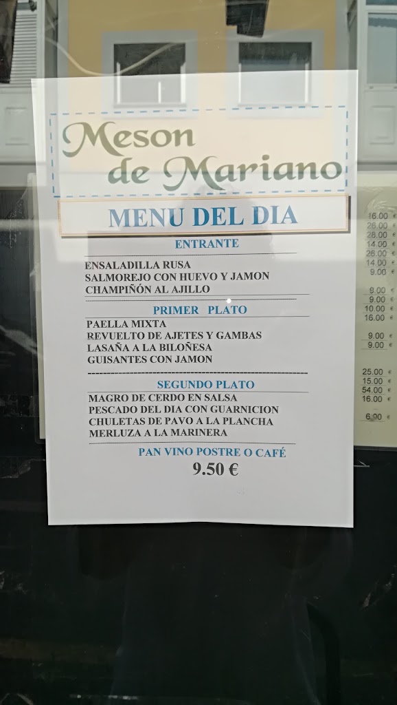 Meson de Mariano — Carta