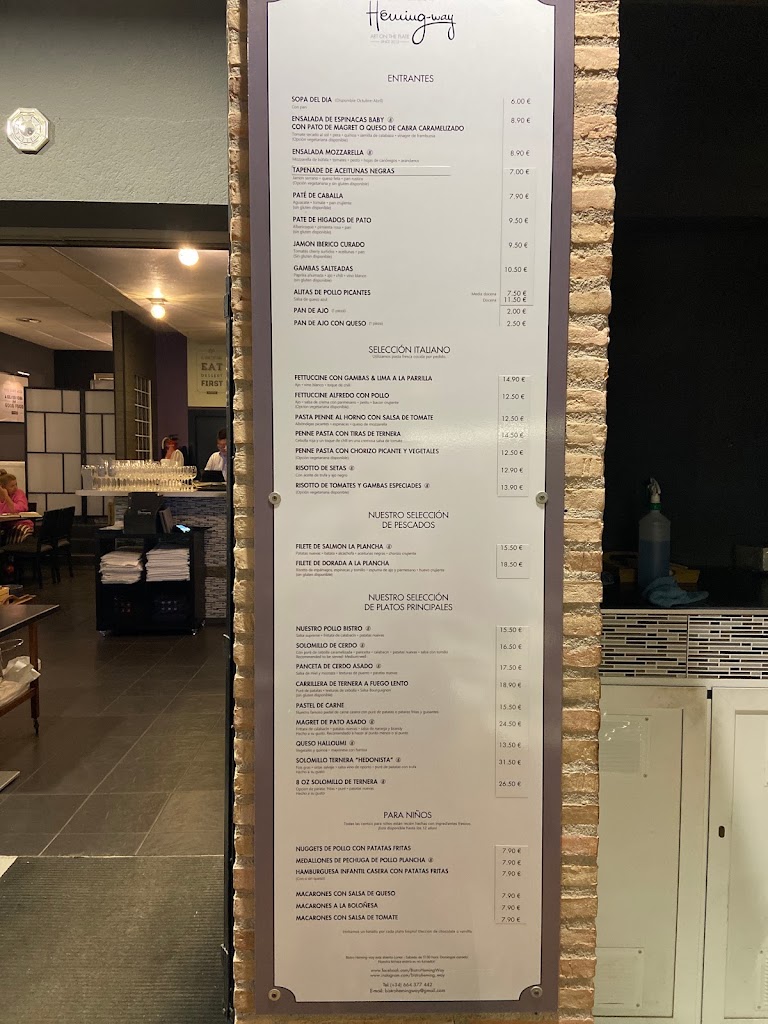 Bistro Heming-way — Carta