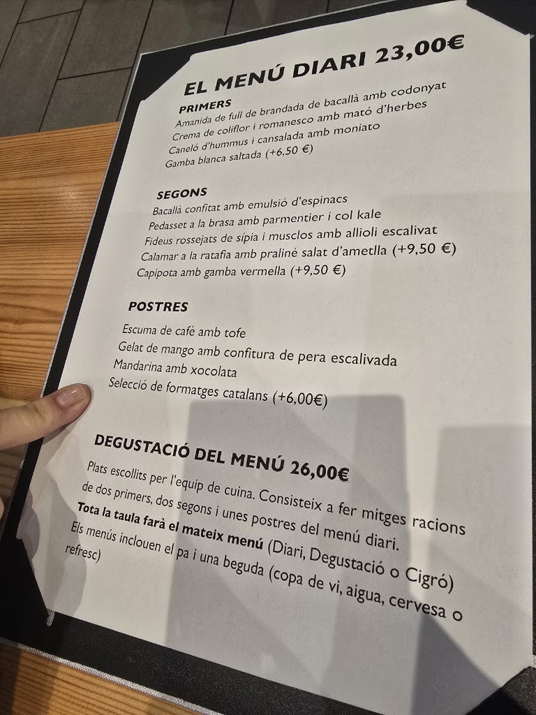 Restaurante El Cigro d'Or — Carta