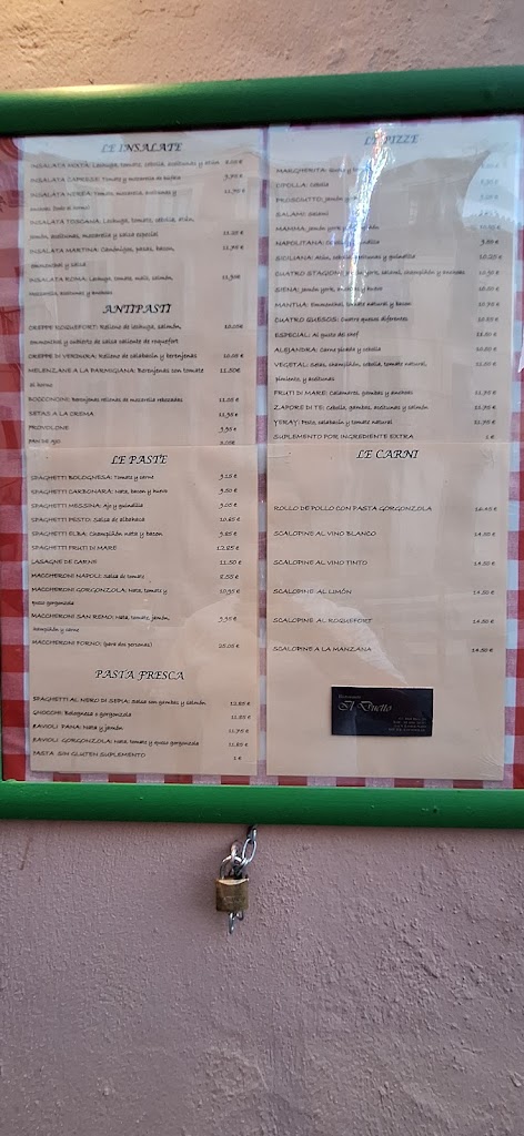 Restaurante Il Duetto — Carta