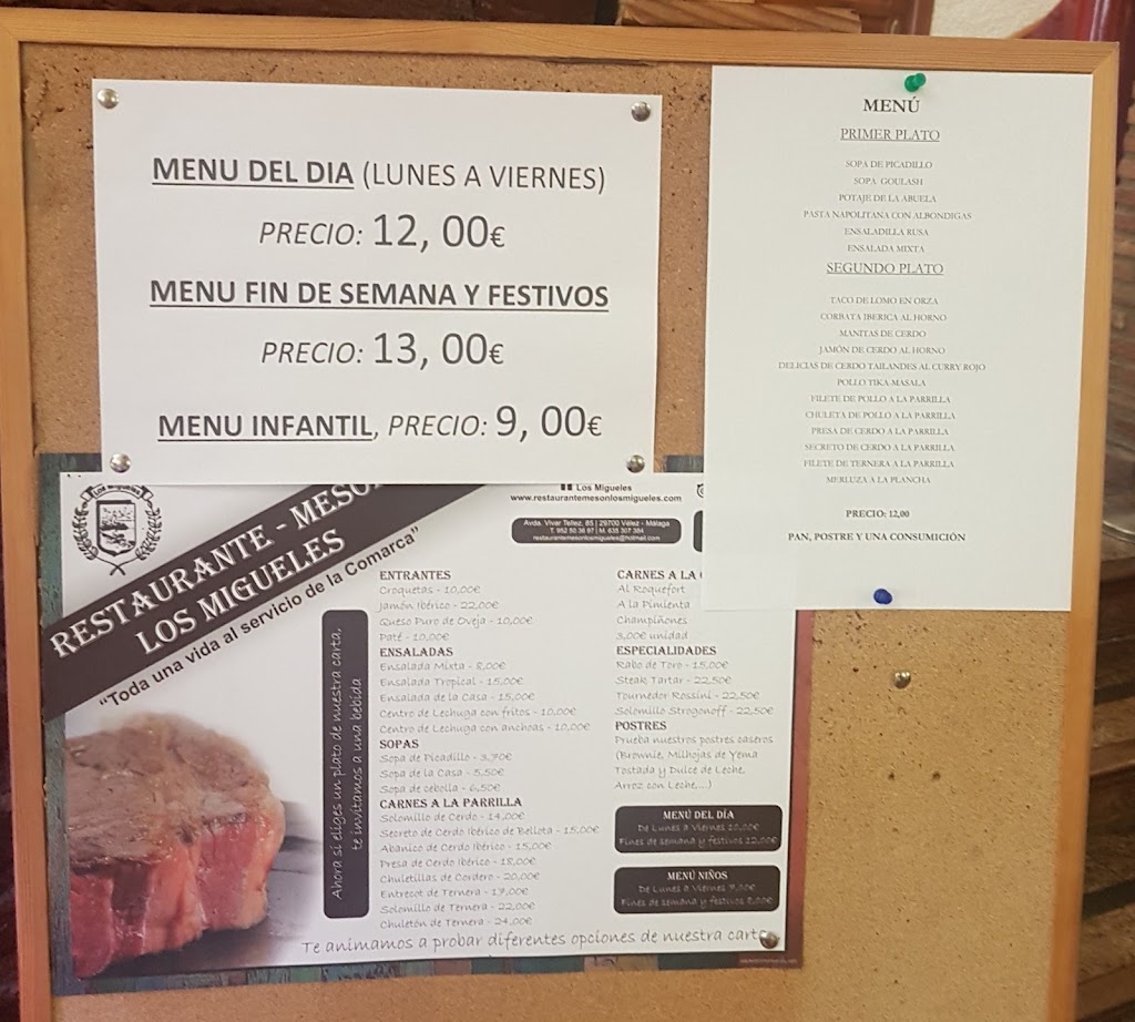 Restaurante Meson Los Migueles — Carta